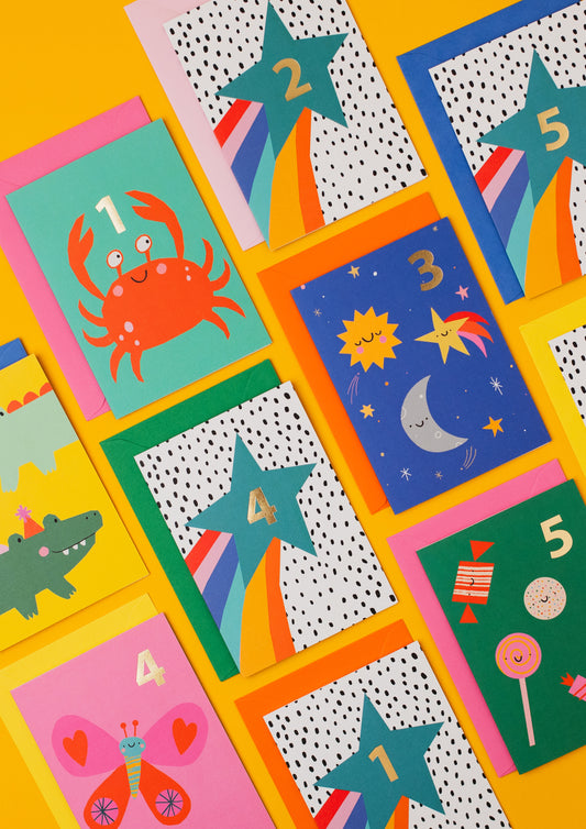 Sweets 5th Birthday hand foiled A6 greetings card