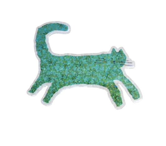 Green Cat Sparkly Sticker (Super Seconds sale)