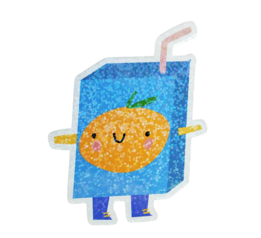 Orange Carton Sparkly Sticker (Super Seconds sale)