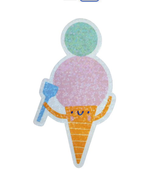 Cute Ice cream and spoon Sparkly Sticker (Super Seconds sale)