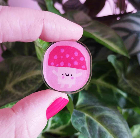 Mushroom Acrylic Pin: Eco-Friendly Badge (Super Seconds sale)