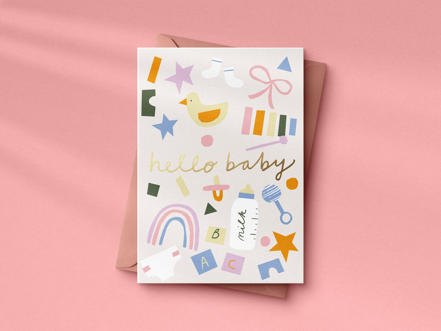 Baby Bits Hello Baby hand foiled A6 greetings card
