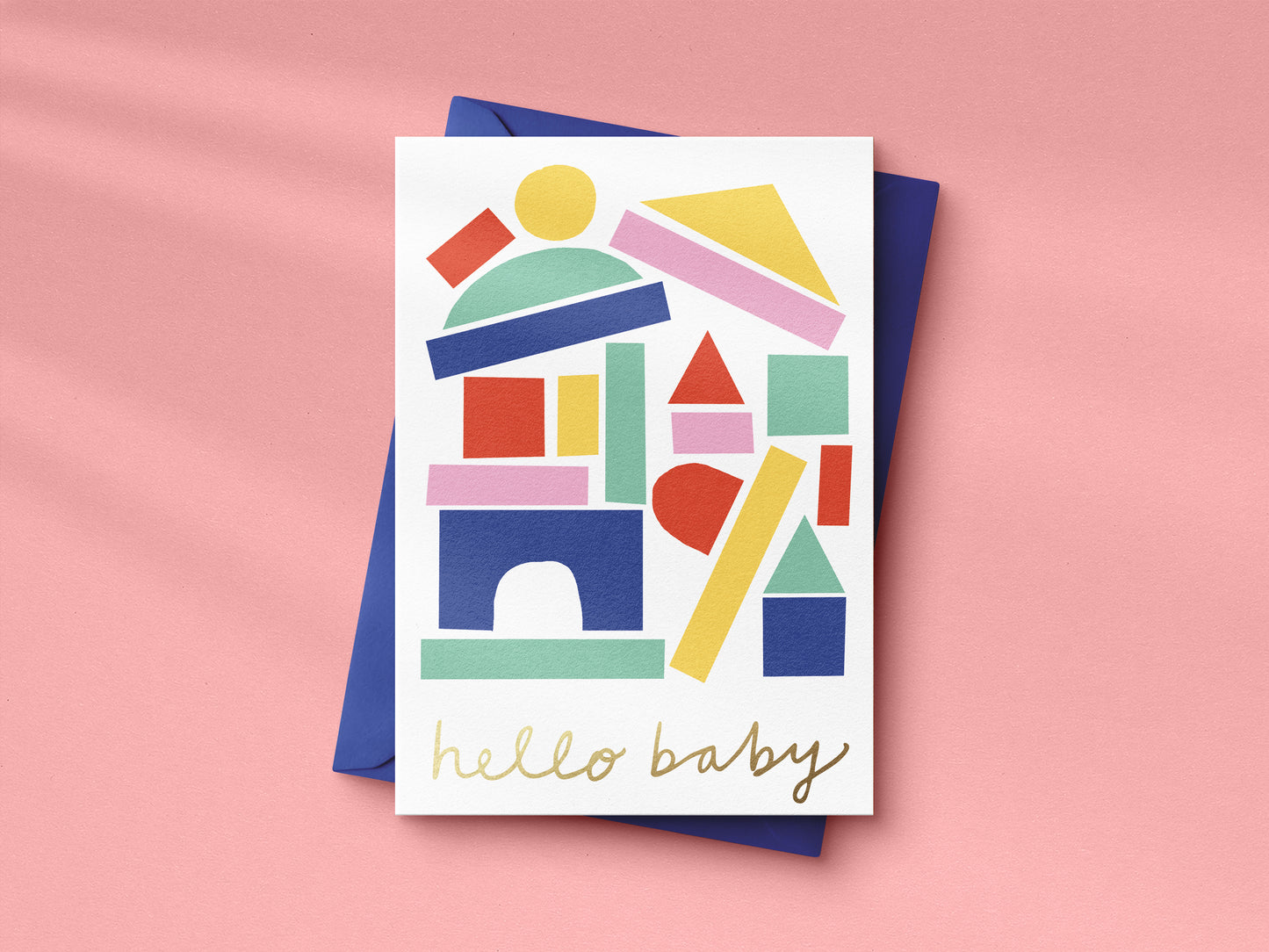 Baby Blocks Hello Baby hand foiled A6 greetings card