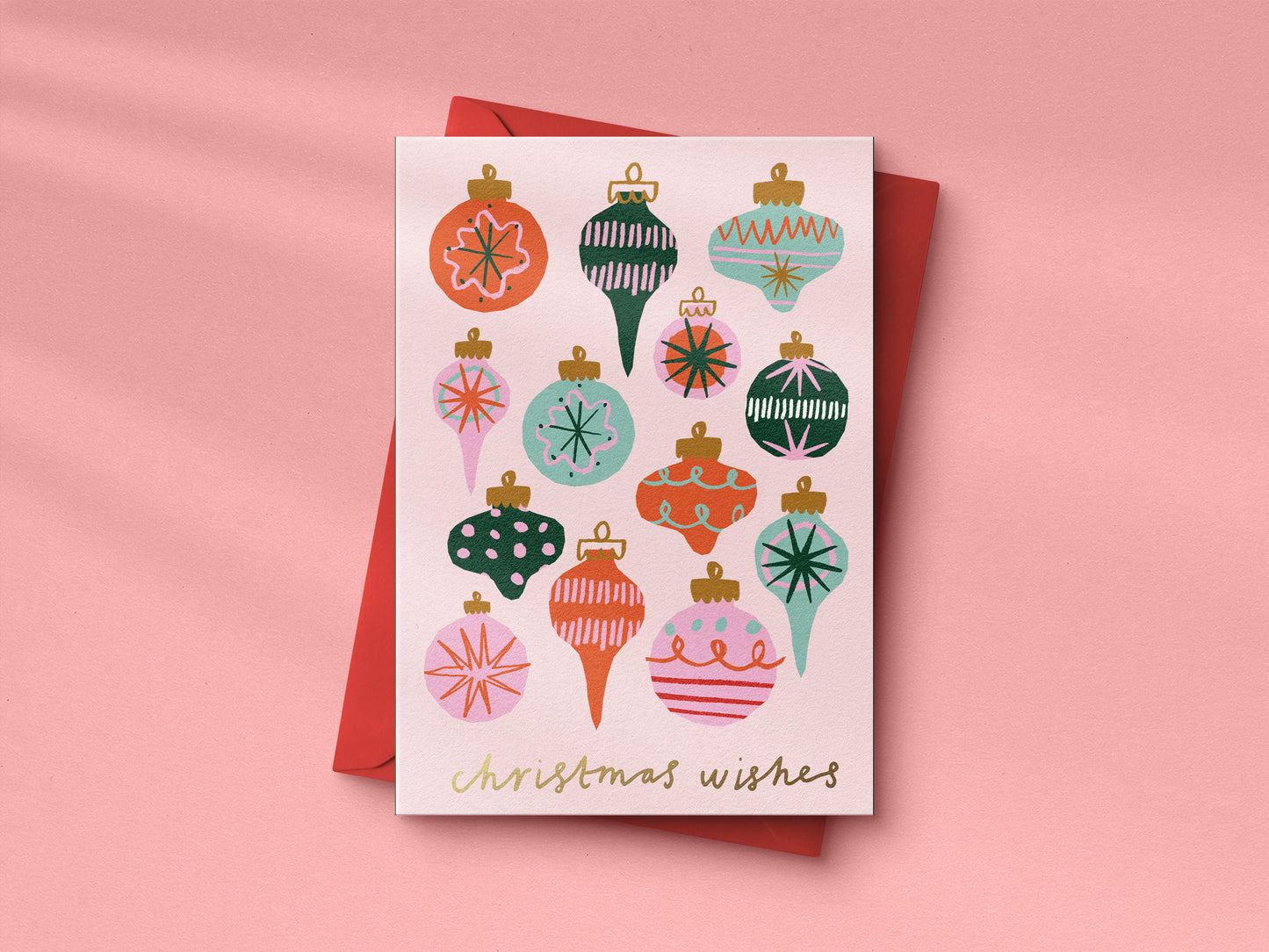 Set of 5 Christmas hand foiled A6 greetings card