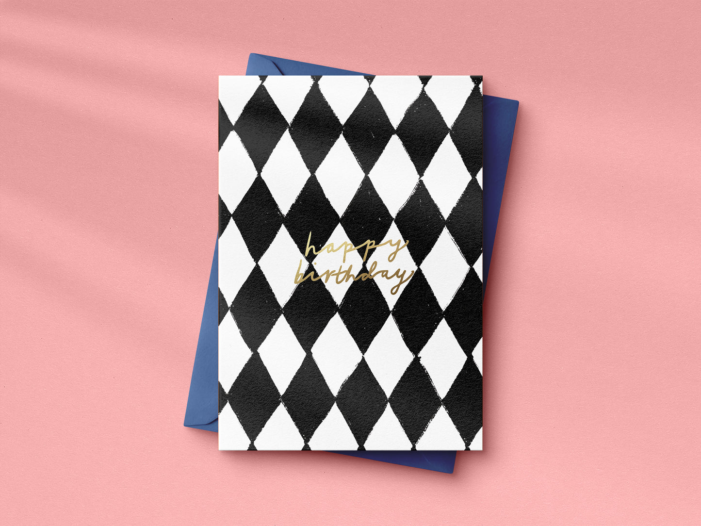 Black and White Diamond Birthday hand foiled A6 greetings card