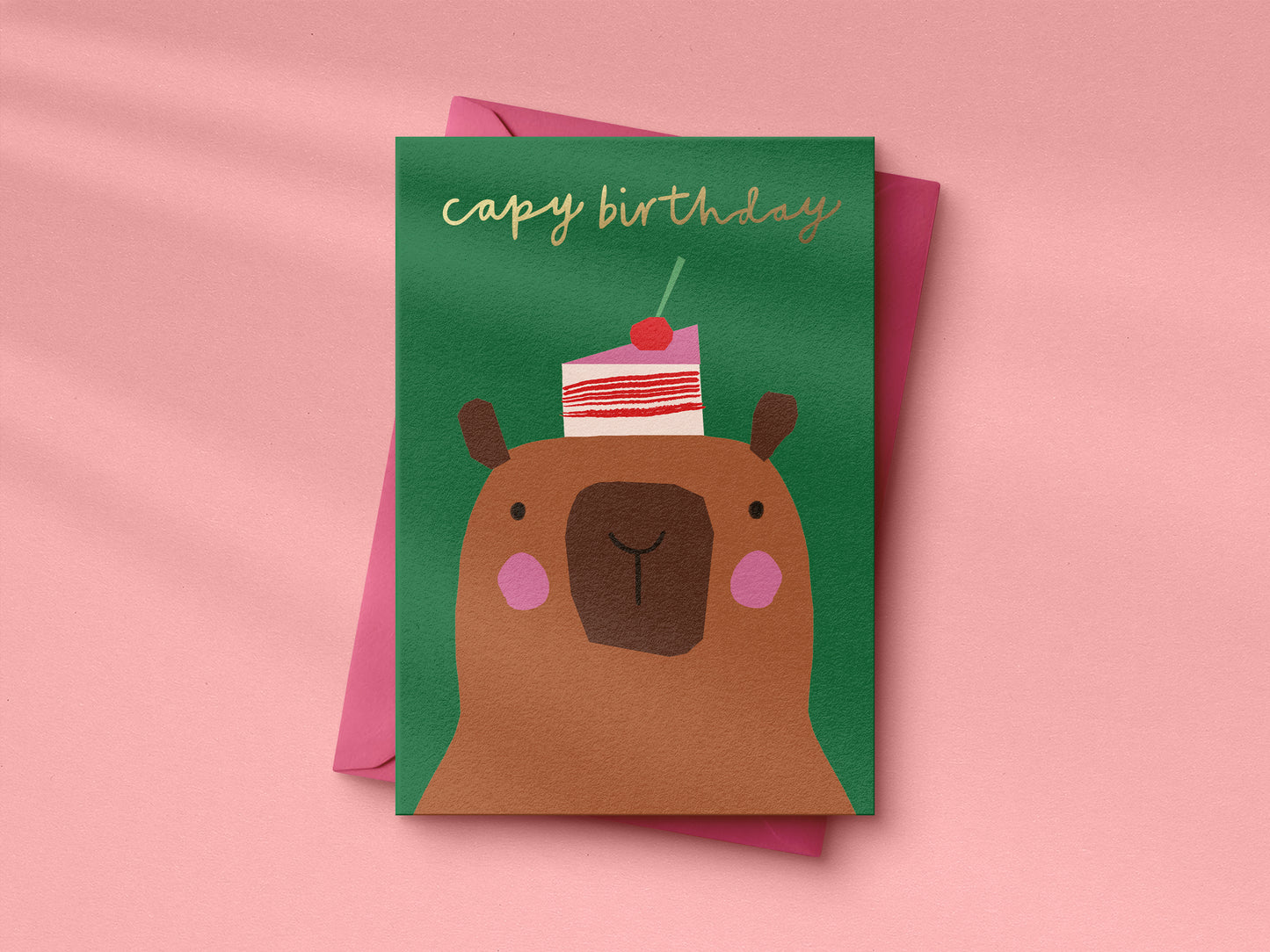 Capy Birthday hand foiled A6 greetings card