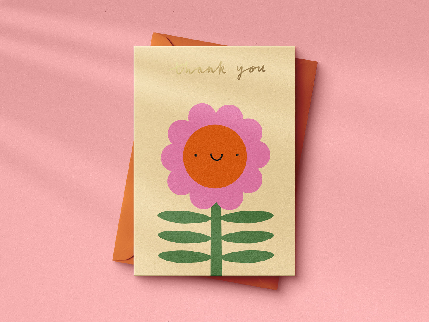 Cute Flower Thank you hand foiled A6 greetings card