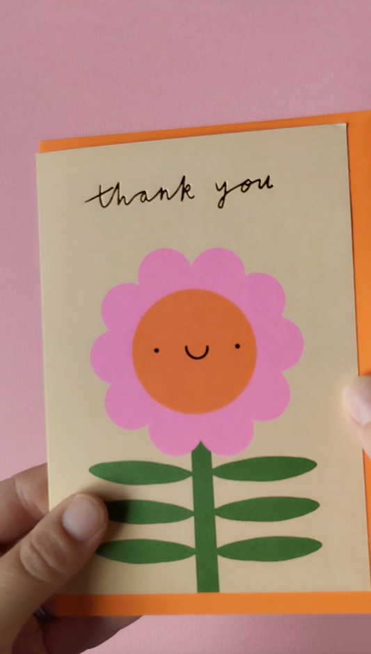 smiling flower thank you card