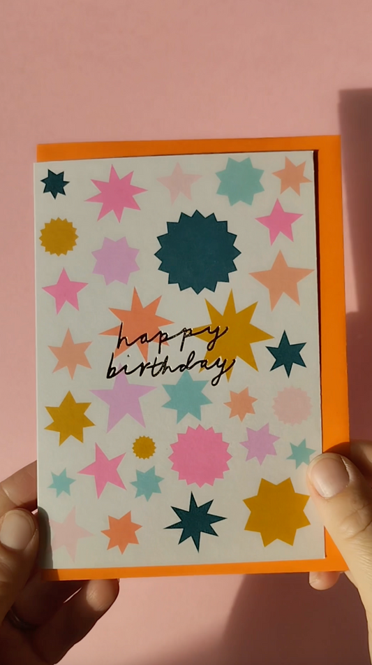 Starry Birthday hand foiled A6 greetings card