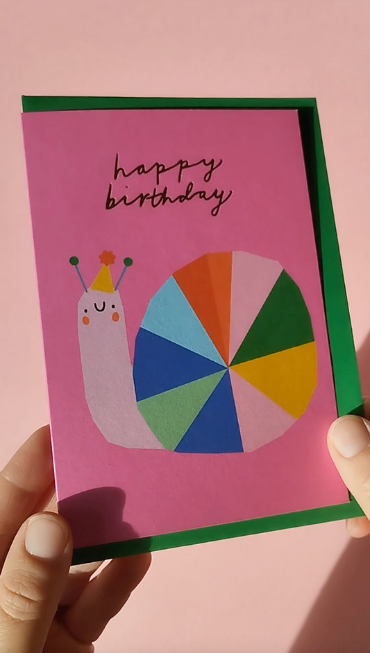 Snail Gold hand foiled A6 greetings card