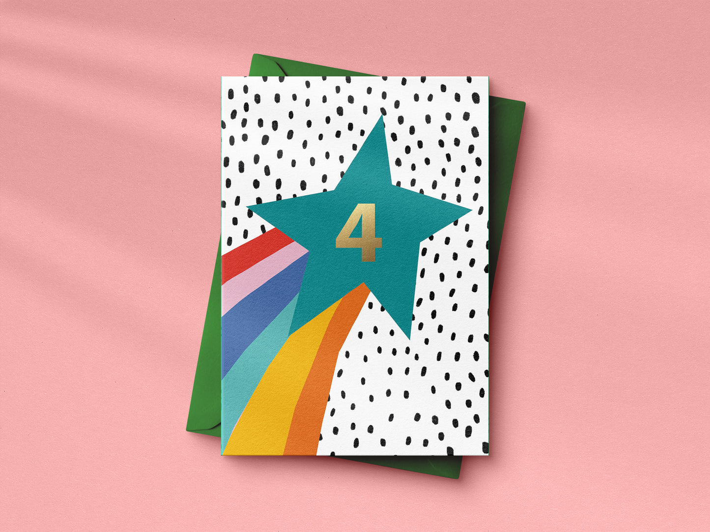 Rainbow Shooting Star hand foiled A6 greetings card (Ages 1-5)