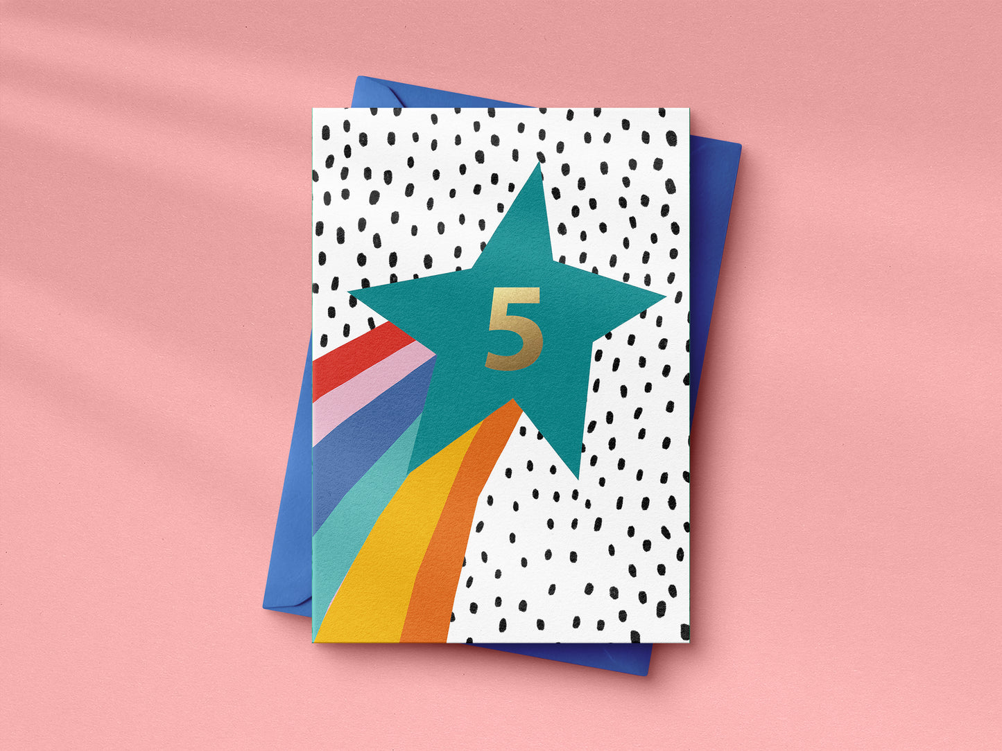 Rainbow Shooting Star hand foiled A6 greetings card (Ages 1-5)