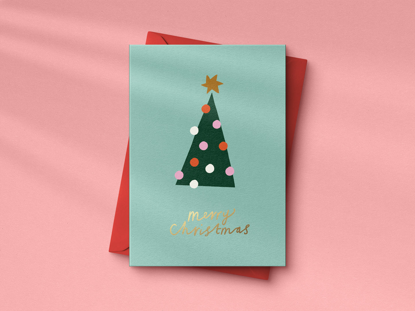 Set of 5 Christmas hand foiled A6 greetings card