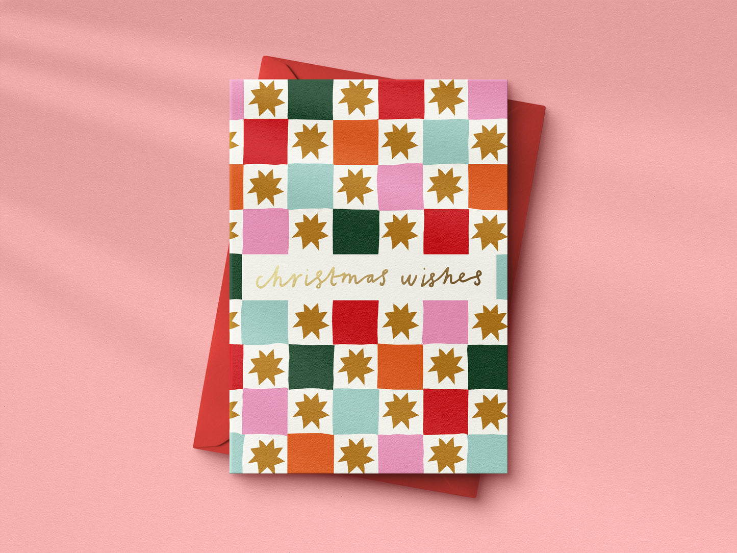 Set of 5 Christmas hand foiled A6 greetings card