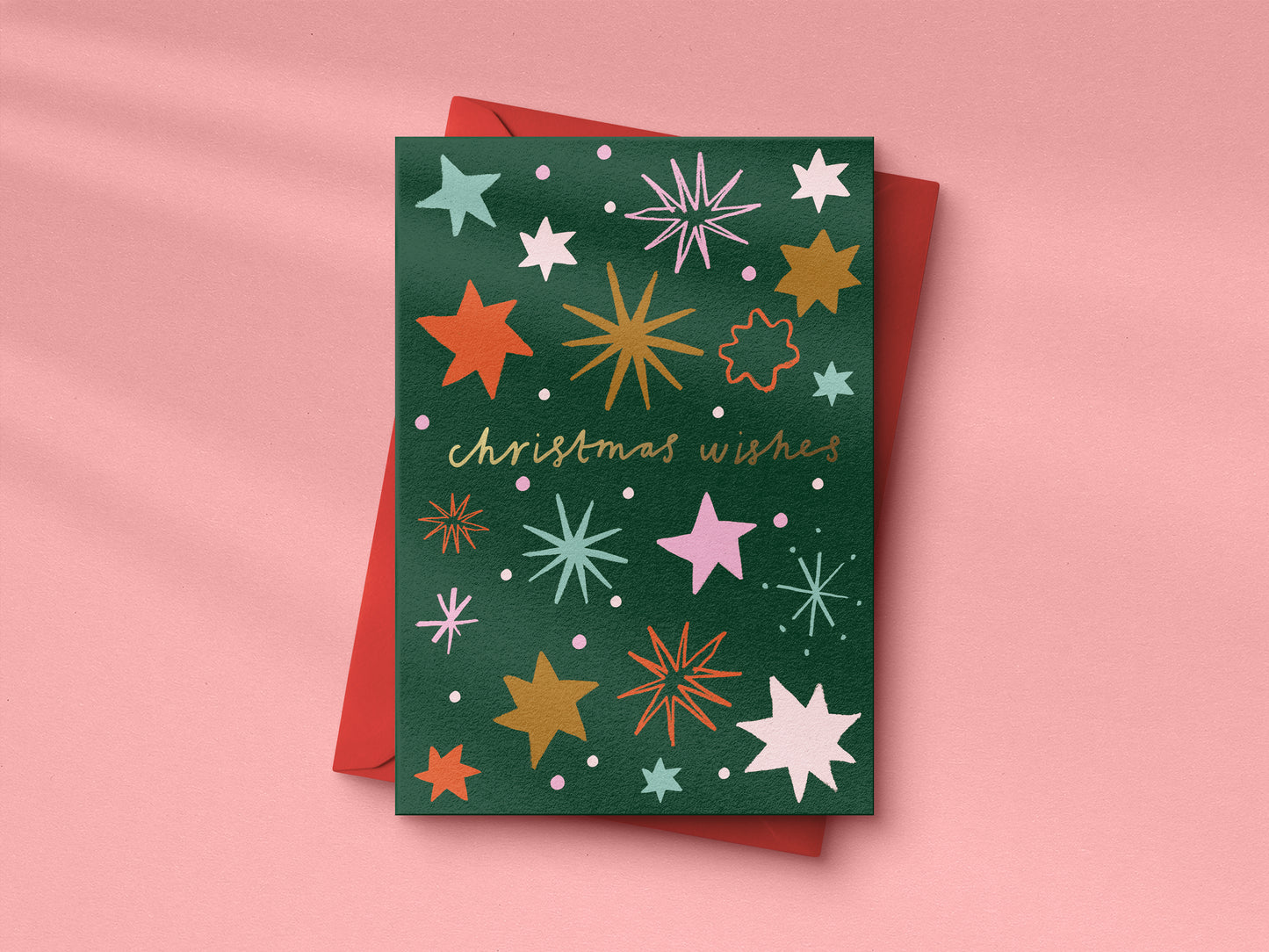 Set of 5 Christmas hand foiled A6 greetings card