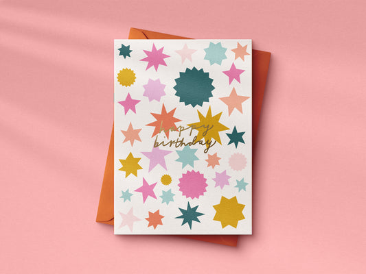 Starry Birthday hand foiled A6 greetings card
