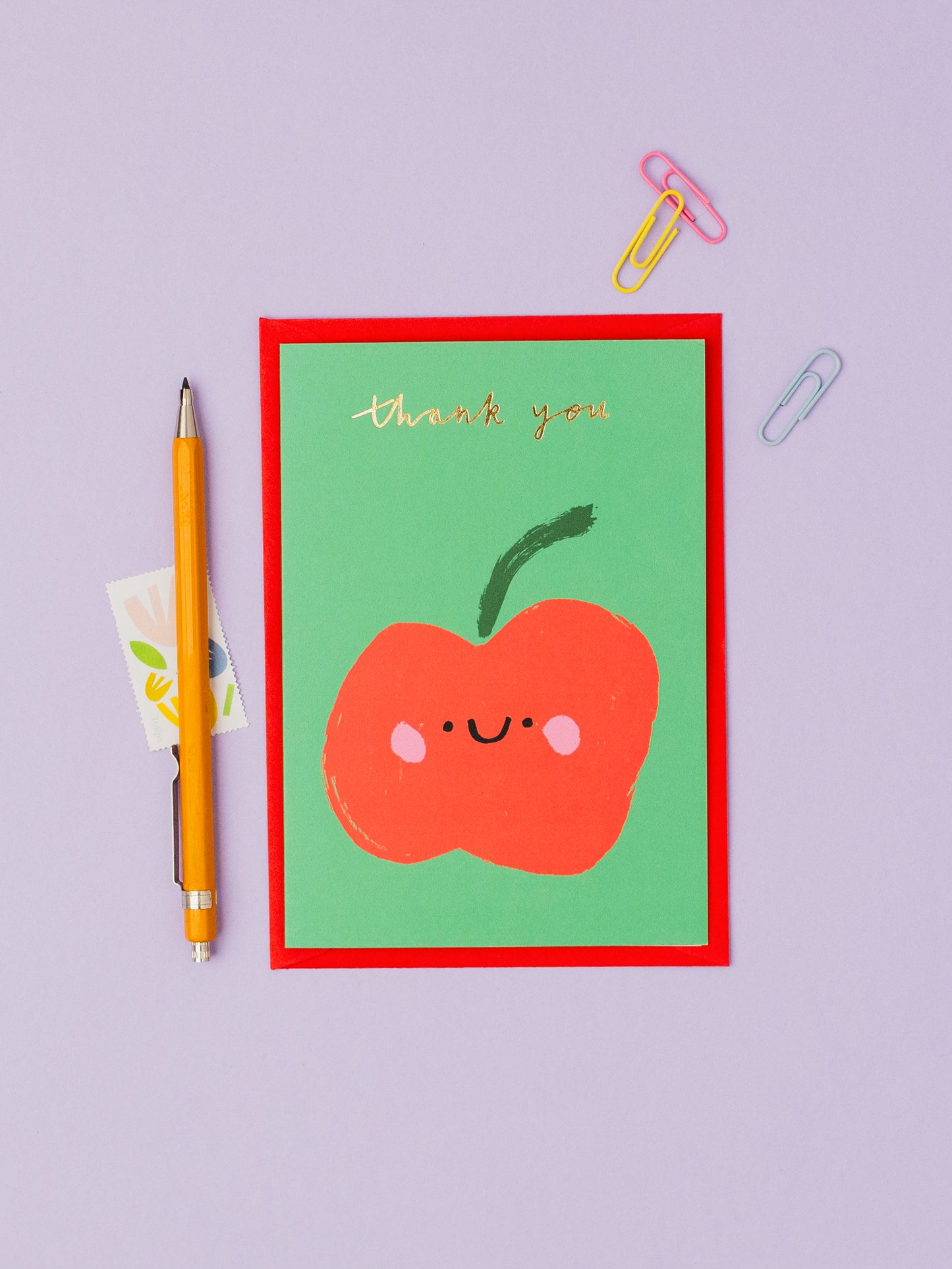 Happy Apple Thank you hand foiled A6 greetings card