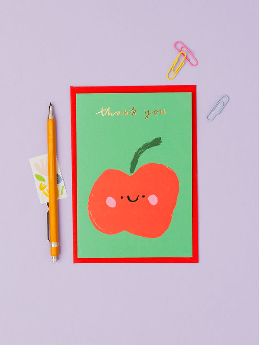 Happy Apple Thank you hand foiled A6 greetings card
