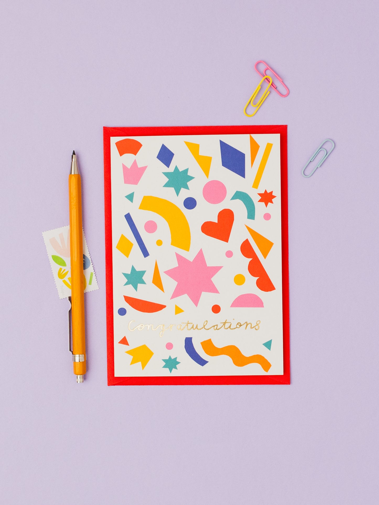 Confetti Burst Congratulations hand foiled A6 greetings card