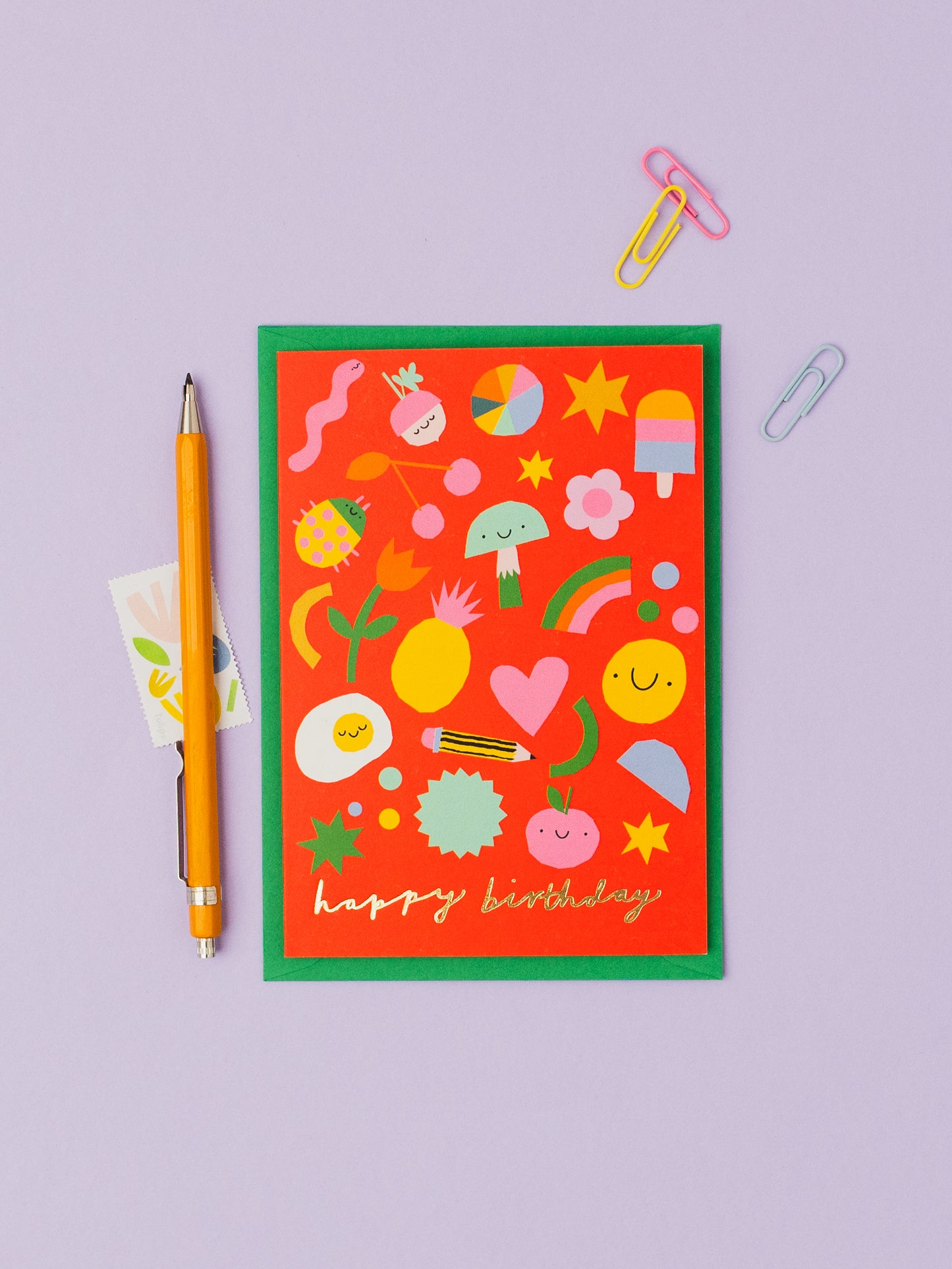 Fun Happy Birthday hand foiled A6 greetings card