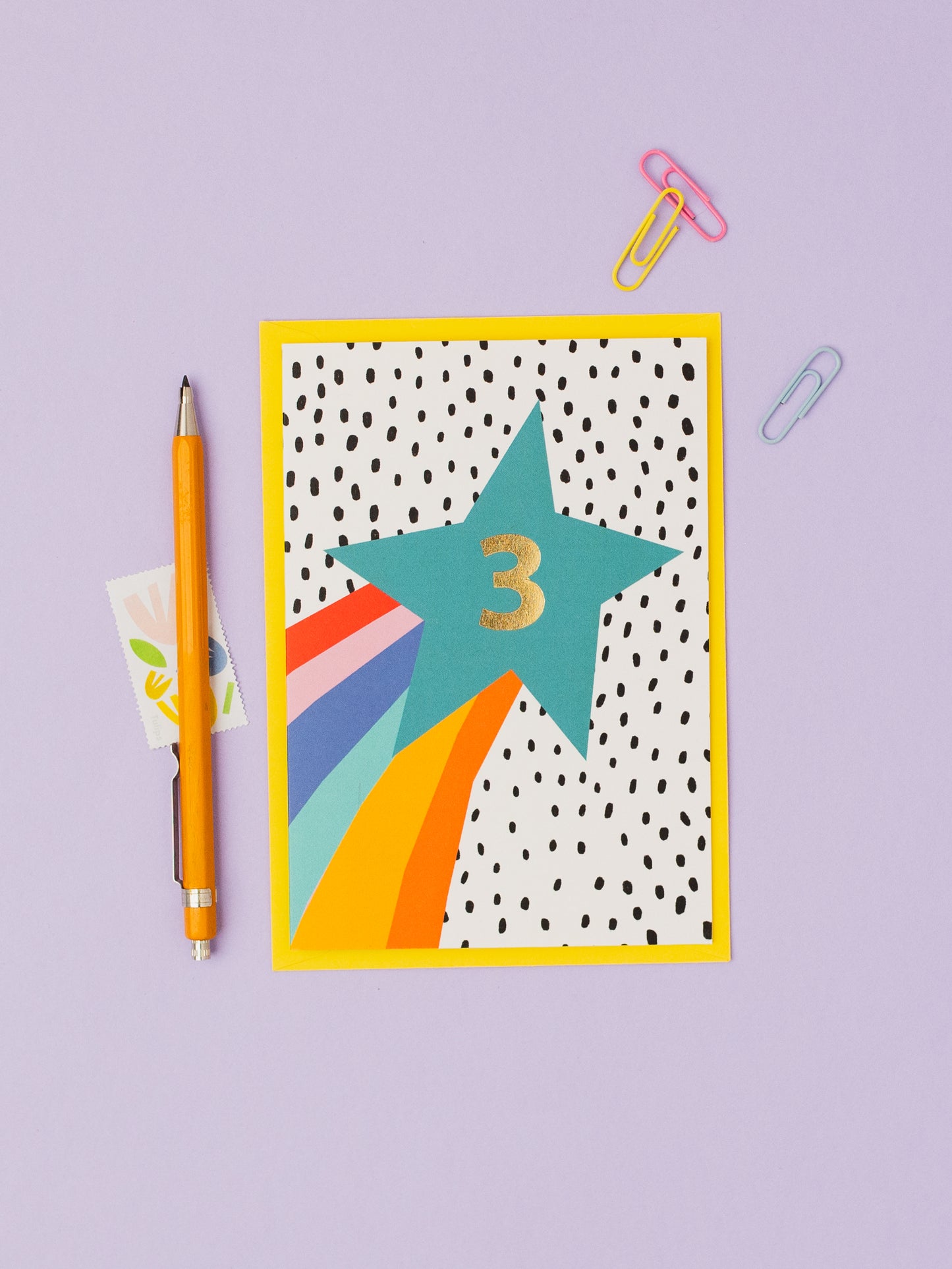 Rainbow Shooting Star hand foiled A6 greetings card (Ages 1-5)