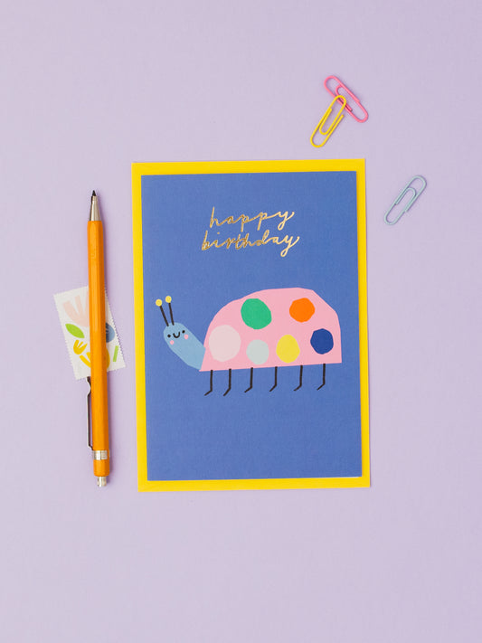 Ladybird Gold hand foiled A6 greetings card