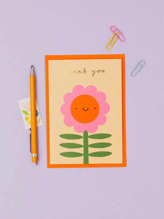 Cute Flower Thank you hand foiled A6 greetings card