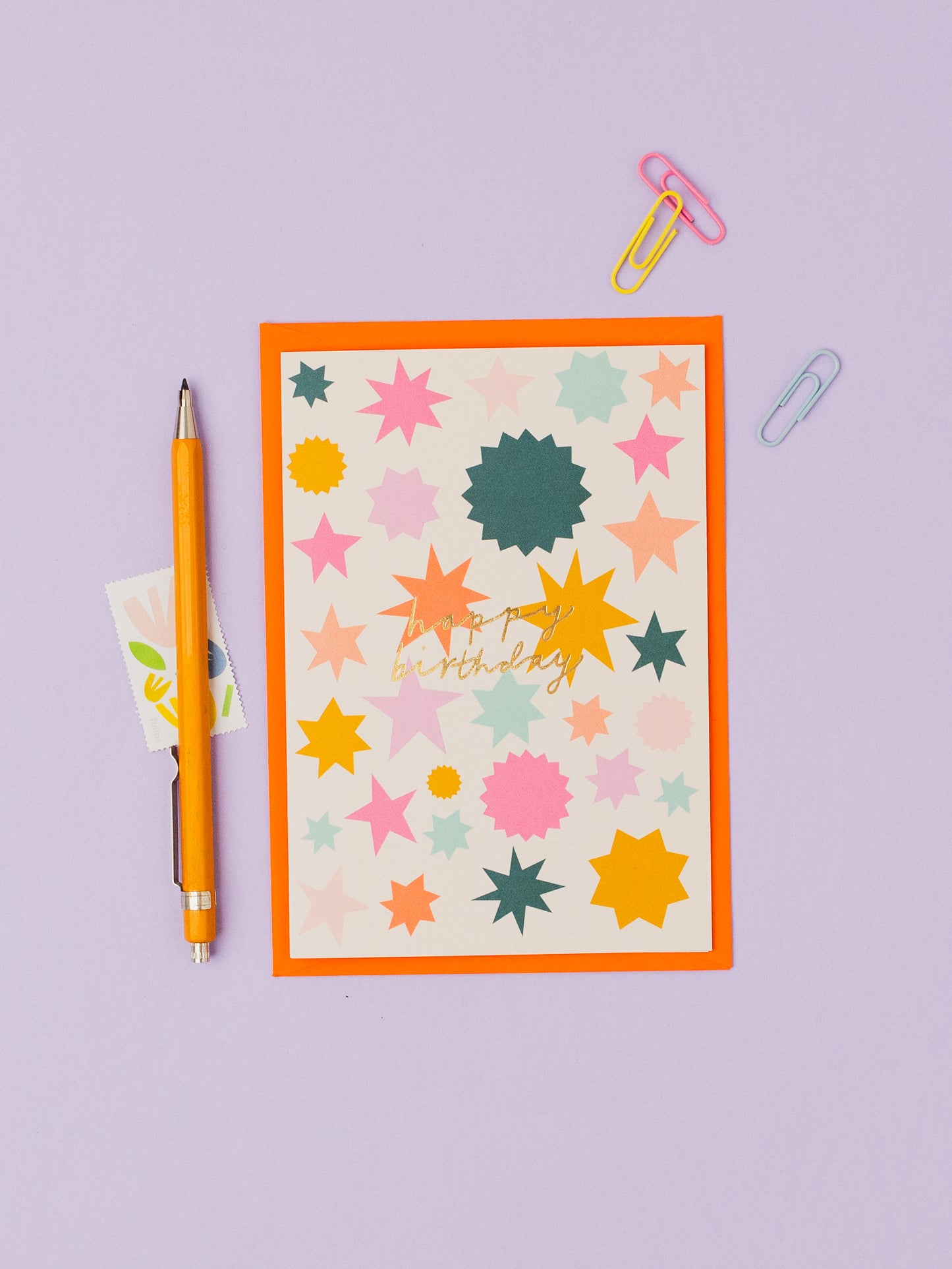 Starry Birthday hand foiled A6 greetings card