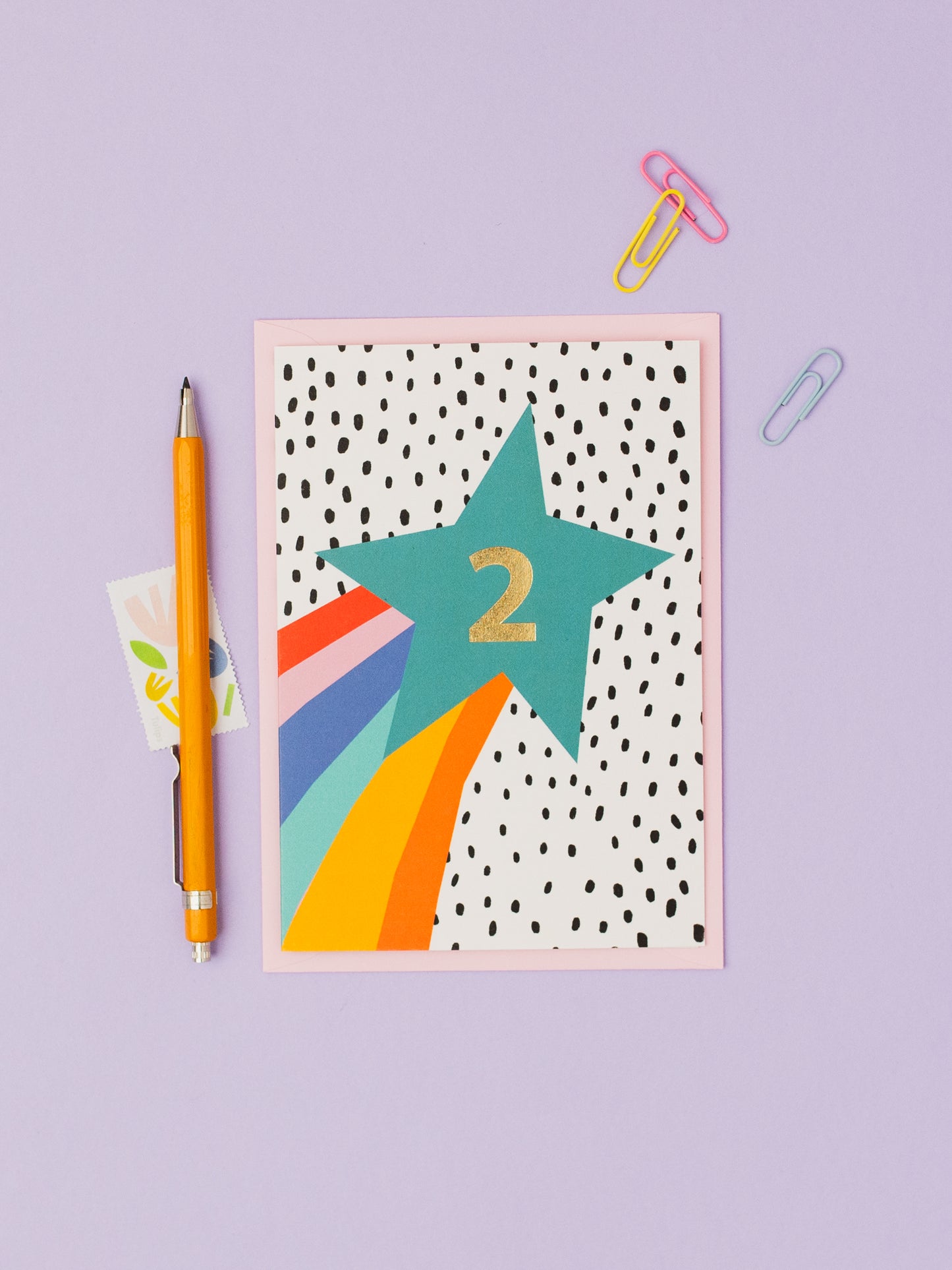 Rainbow Shooting Star hand foiled A6 greetings card (Ages 1-5)