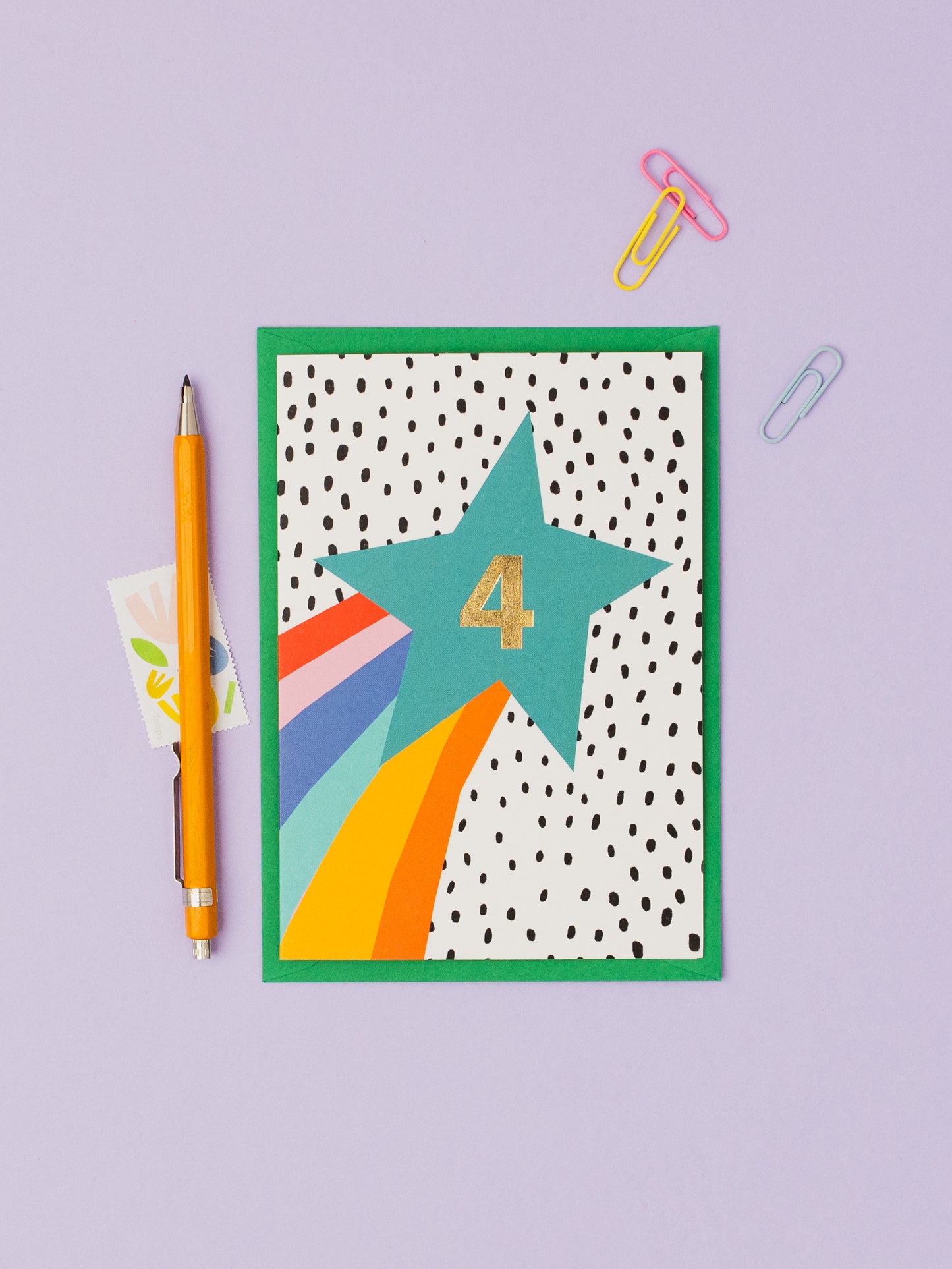 Rainbow Shooting Star hand foiled A6 greetings card (Ages 1-5)