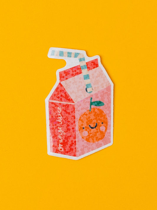 Orange Juice Holographic Vinyl Sticker
