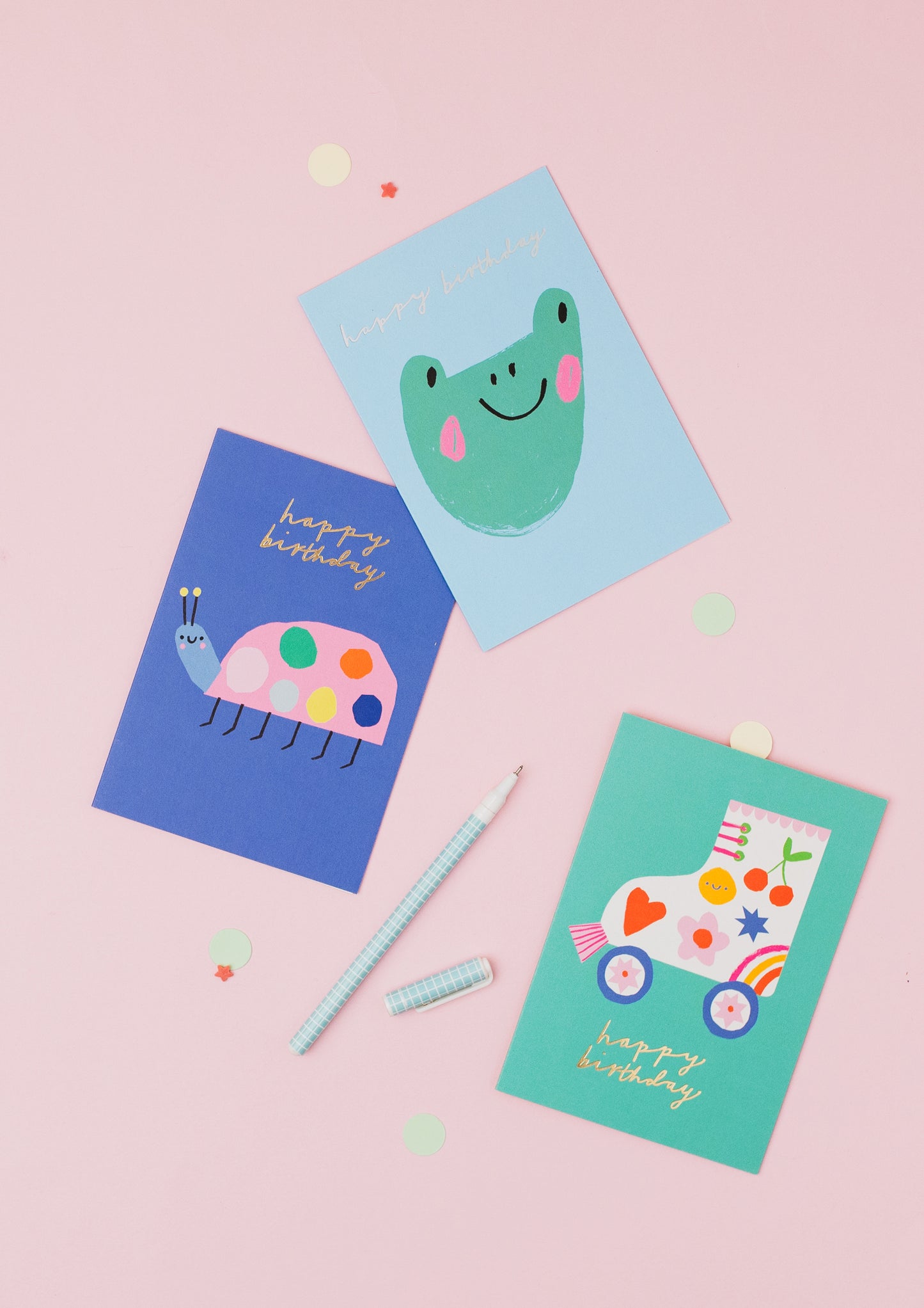 Froggy Holographic hand foiled A6 greetings card
