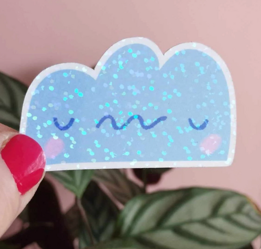 Sad Cloud Sparkly Sticker (Super Seconds sale)