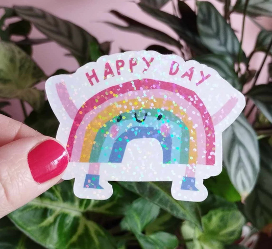 Happy Day Rainbow Sparkly Sticker (Super Seconds sale)