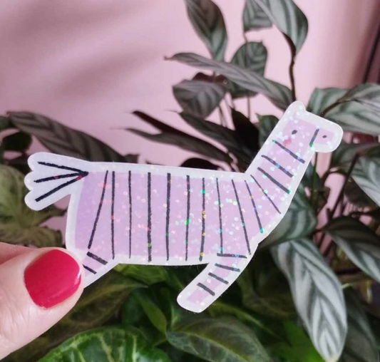 Pink Zebra Sparkly Sticker (Super Seconds sale)
