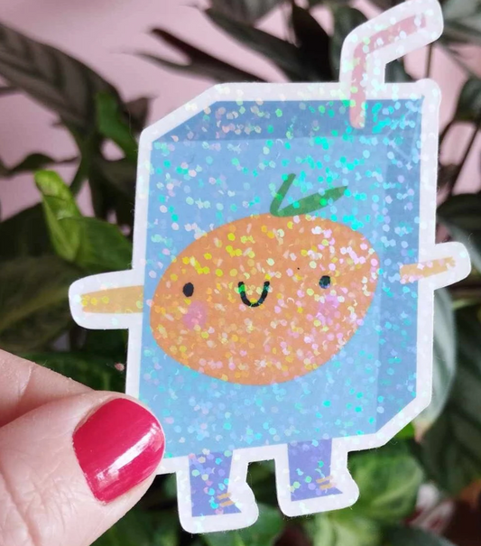 Orange Carton Sparkly Sticker (Super Seconds sale)