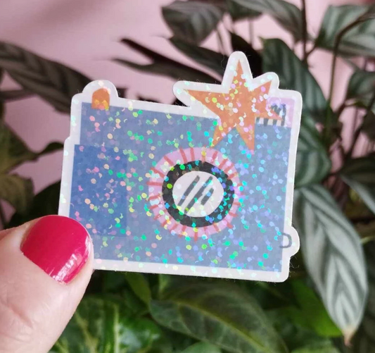 Camera Sparkly Sticker (Super Seconds sale)