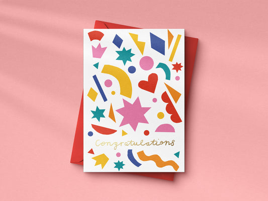 Confetti Burst Congratulations hand foiled A6 greetings card