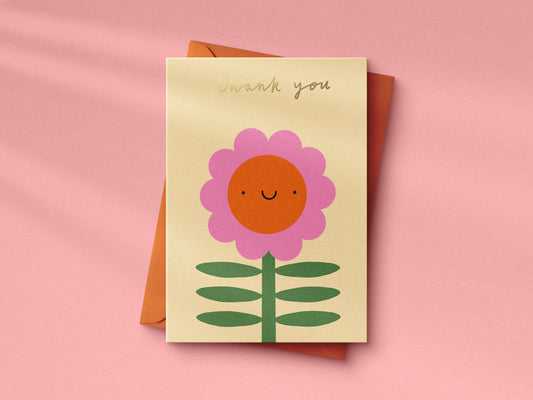 Cute Flower Thank you hand foiled A6 greetings card