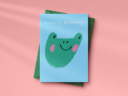 Froggy Holographic hand foiled A6 greetings card