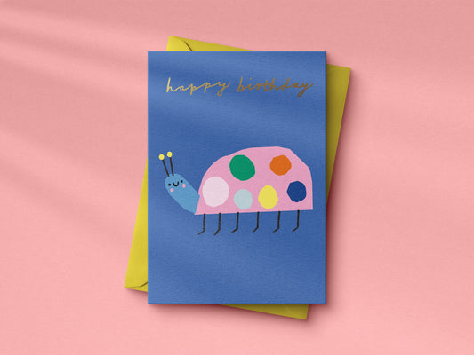Ladybird Gold hand foiled A6 greetings card