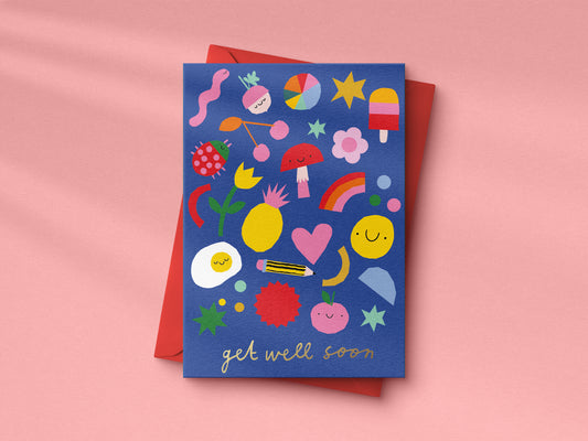 Pick 'n' Mix Get Well Soon hand foiled A6 greetings card