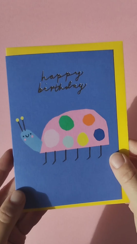 Ladybird Gold hand foiled A6 greetings card