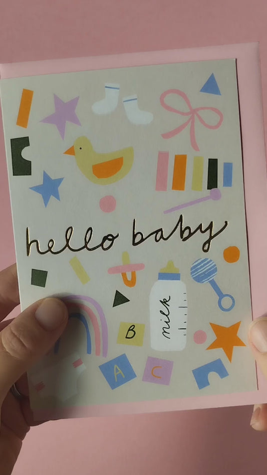 Baby Bits Hello Baby hand foiled A6 greetings card